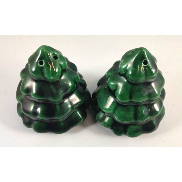 Set Of 4 Vintage Christmas Tree Napkin Rings & 2 Salt/Pepper Shakers - Picture 9 of 12